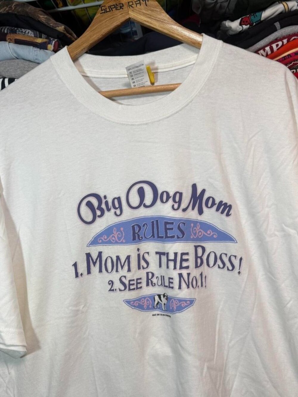 Y2K big dog mom rules graphic t shirt white